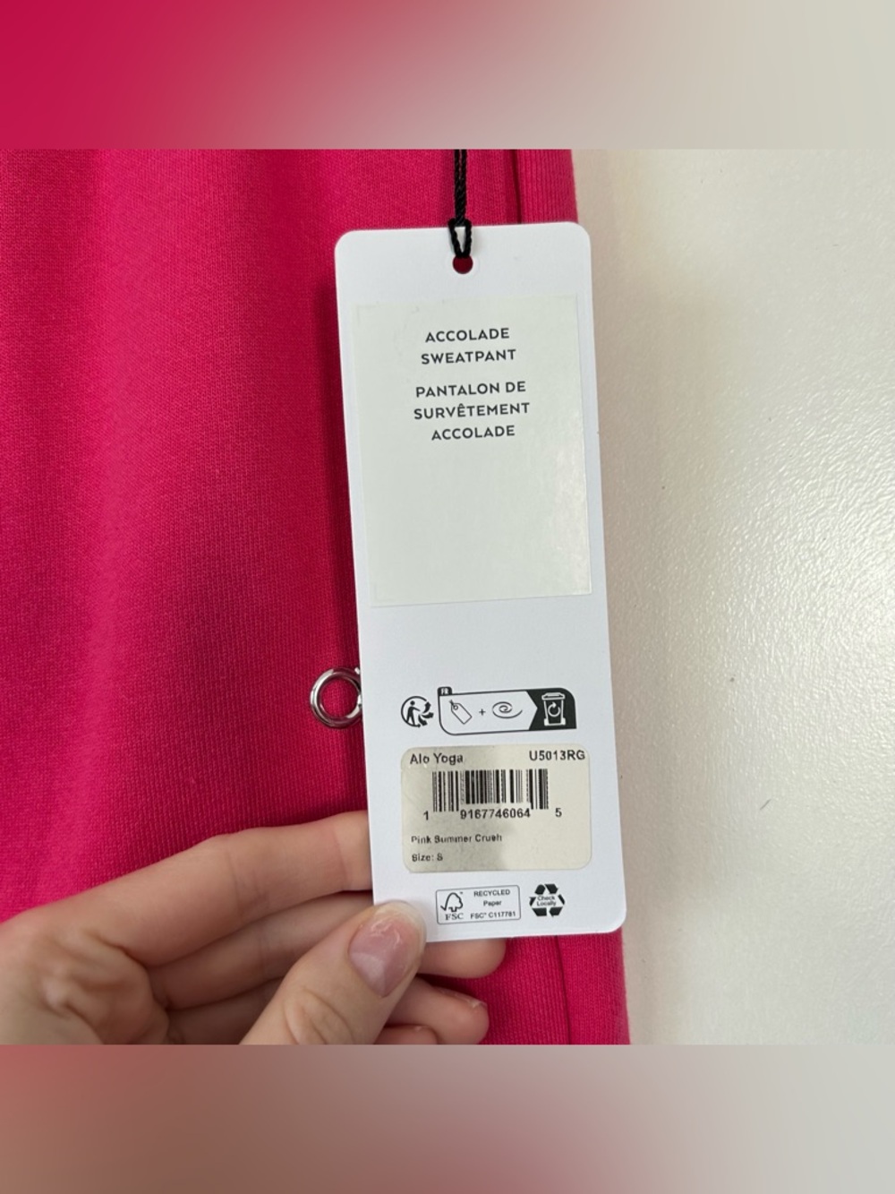 NWT New Alo Yoga Accolade Sweatpant in Pink Summer Crush Size Small RARE - Picture 4 of 12